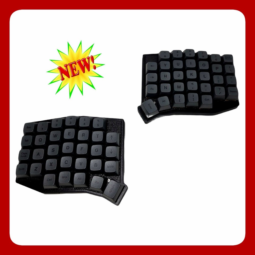 Split Ergonomic Mechanical Keyboard Wireless 2.4GHz Ortholinear Black Gray New